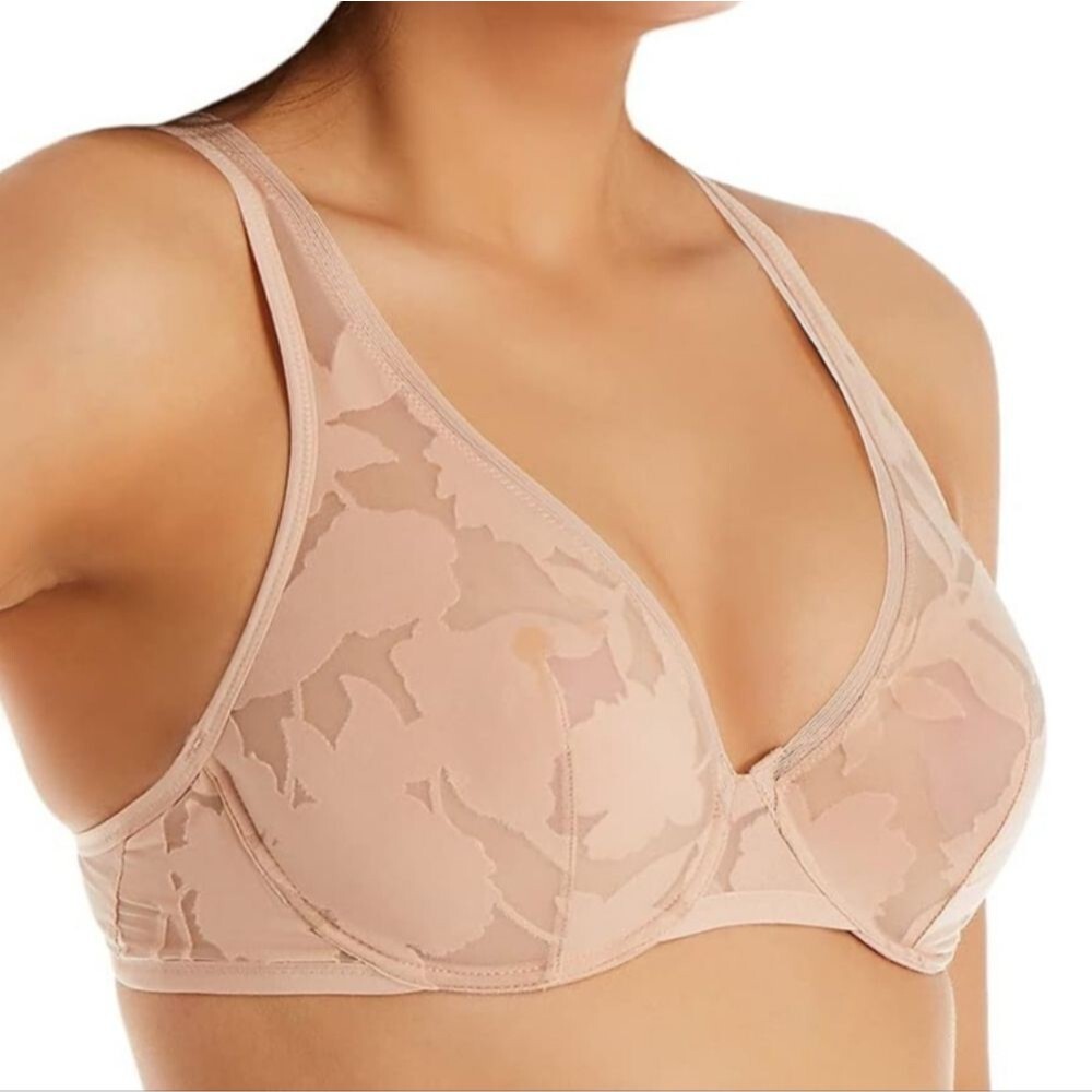 Maison Lejaby Venus Unlined Floral Mesh Underwire Bra, Nude, Sz 32C